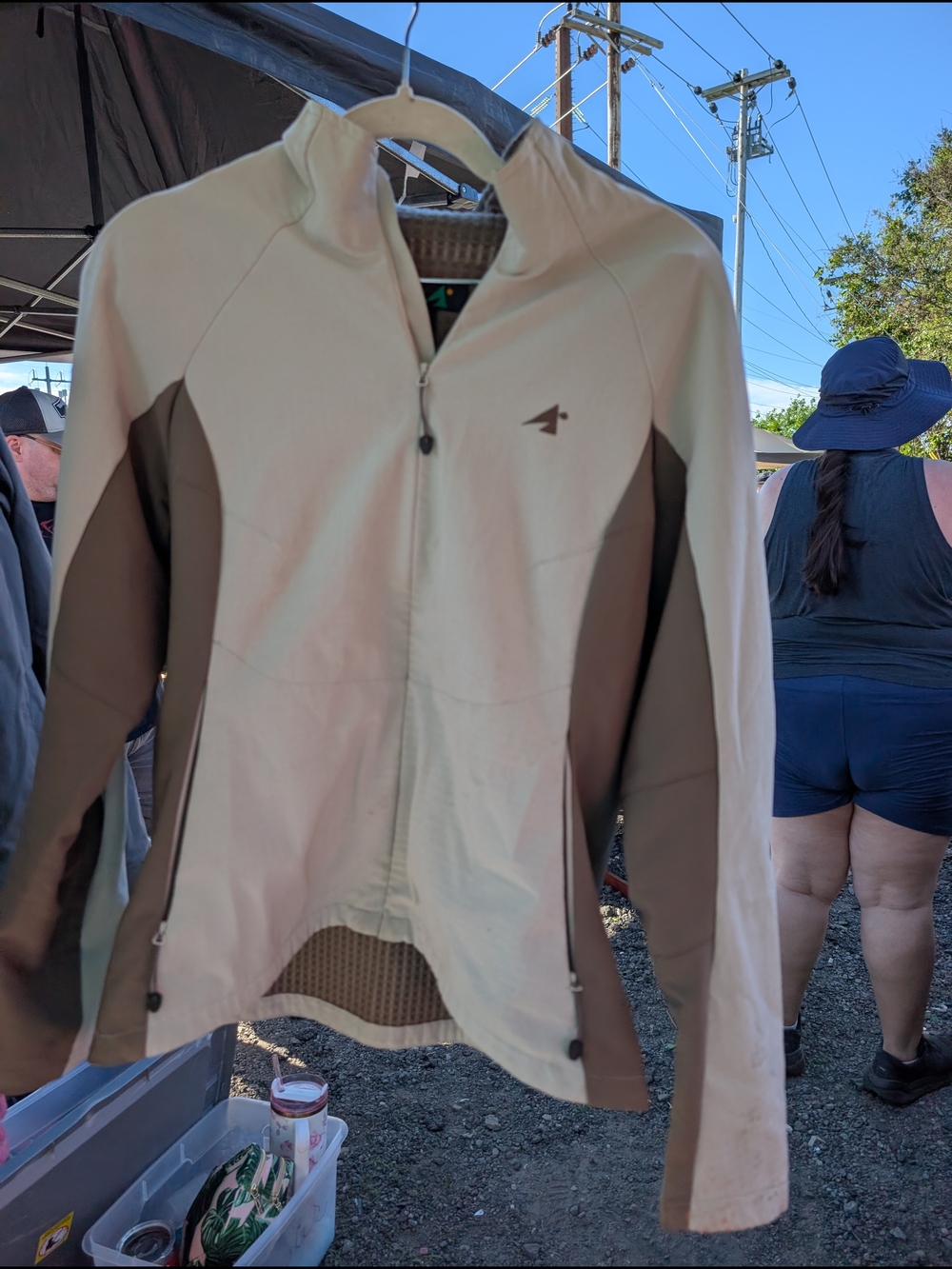 Taupe and Light Beige Utility Jacket with Zip Front